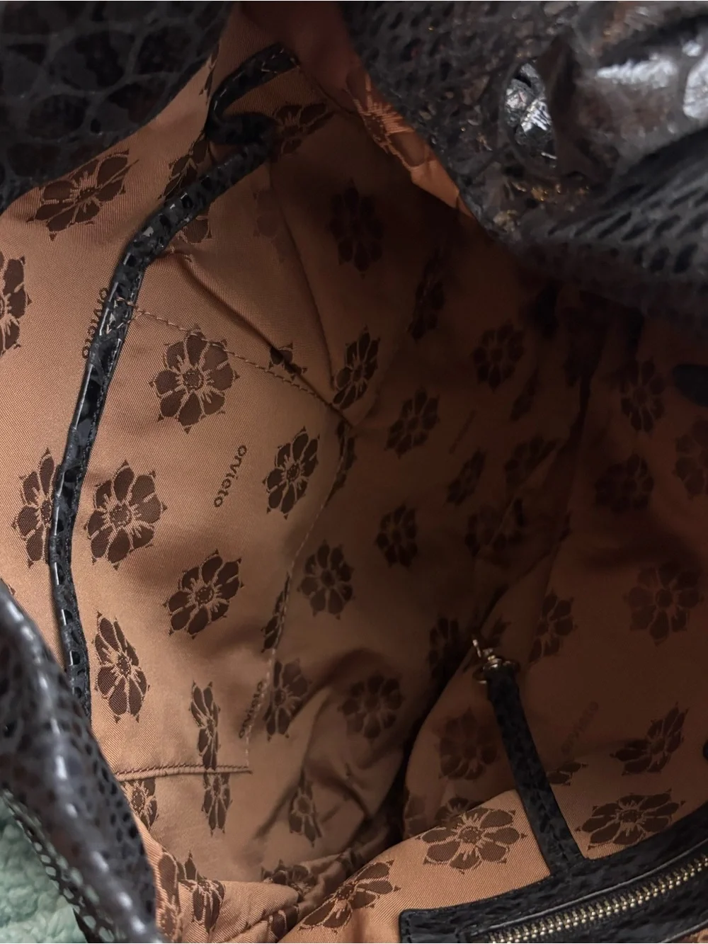 Orvieto by Estel Park Serpente Retro Snake-Embossed Bag with Matching Clutch